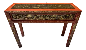 Fine Chinese Qing Period Carved Giltwood and Lacquered Console Table