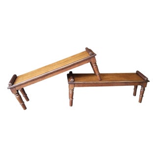 Oak Hall Benches, 1860, Set of 2 For Sale