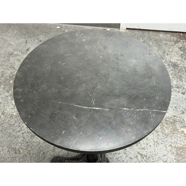 Early 21st Century Marble Top Industrial Cast Iron Bistro Table For Sale - Image 5 of 12