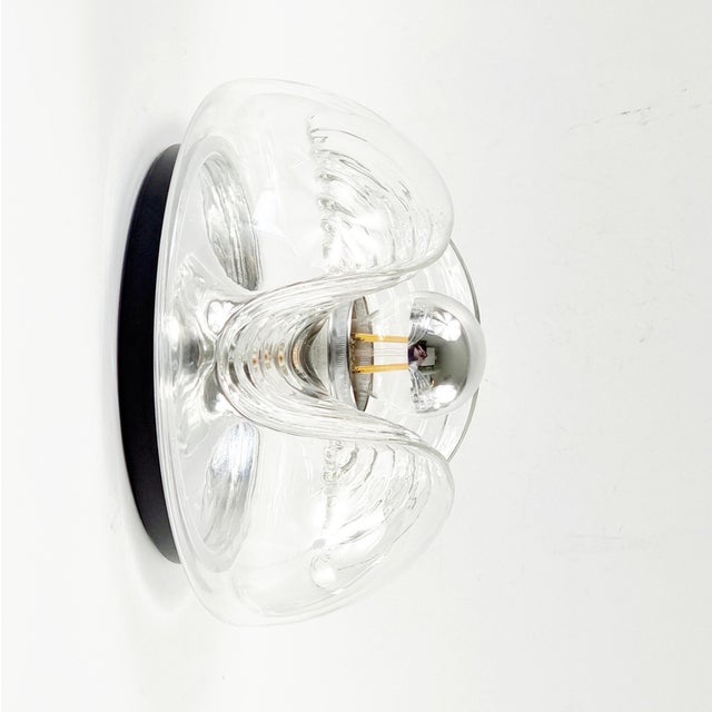 Mid-Century Modern Mid-Century Space Age Glass Wave Wall Lights by Koch & Lowy for Peill & Putzler, Germany, 1970s, Set of 3 For Sale - Image 3 of 12