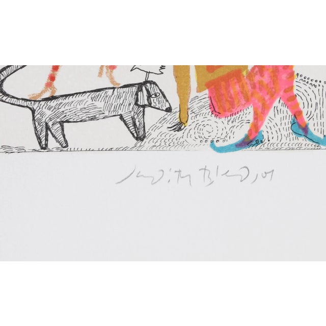 In this bustling print, Judith Bledsoe renders a series of circus clowns juggling on top of one another while a few...