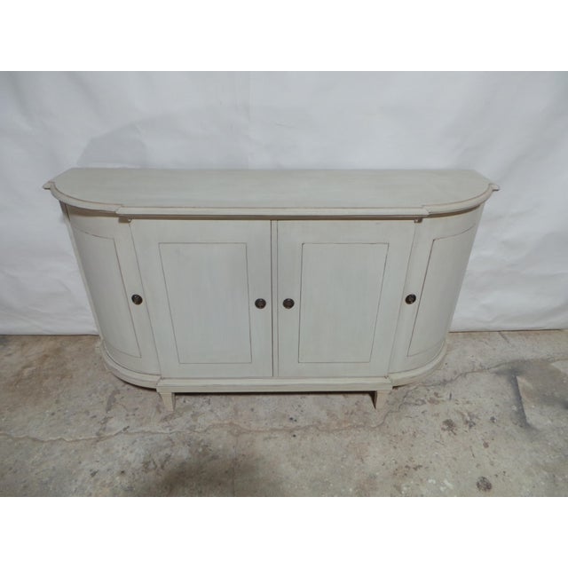 This is a Unique Gustavian Style 4 door 4 drawer sideboard. its been restored and repainted with Milk Paints "Oyster White"