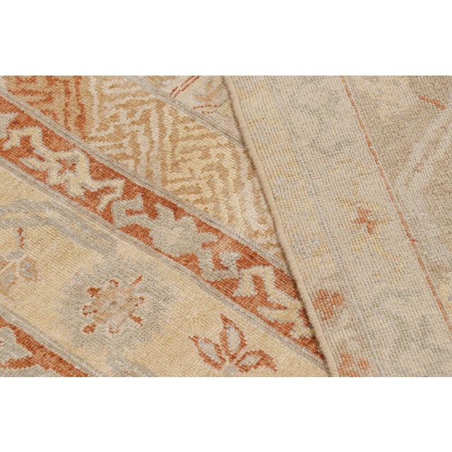 Beige Rug & Kilim’s Block Print Runner Rug in Beige with Geometric-Floral Patterns - 3x8 For Sale - Image 8 of 8