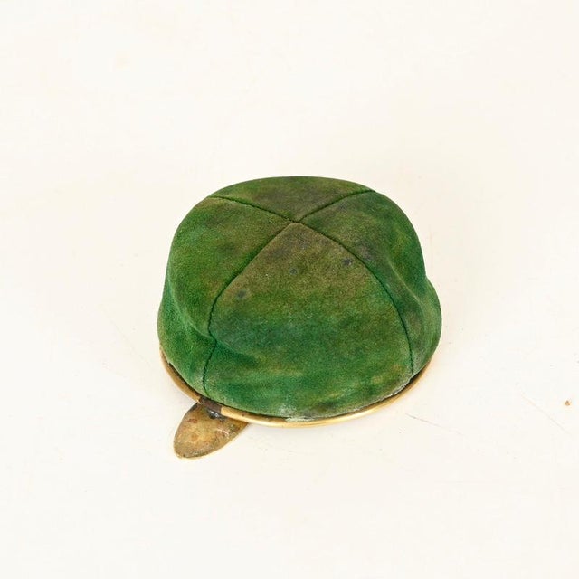 Mid-Century Italian Brass and Green Suede Ashtray, 1950s For Sale - Image 10 of 12