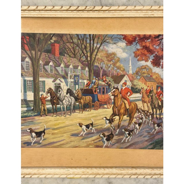 Vintage English Traditional Foxhunt Equestrian Lithograph Framed Art For Sale - Image 10 of 10
