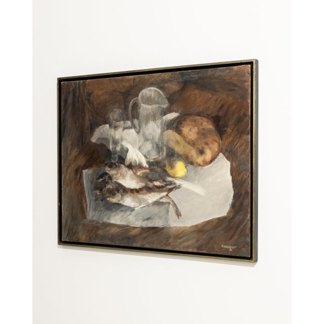 Mid 20th Century France Sienna Canvas Painting For Sale - Image 13 of 15