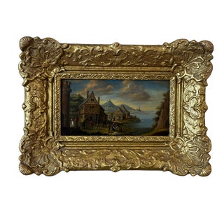 Landscape Composition, 18th Century, Oil Painting on Panel, Framed For Sale