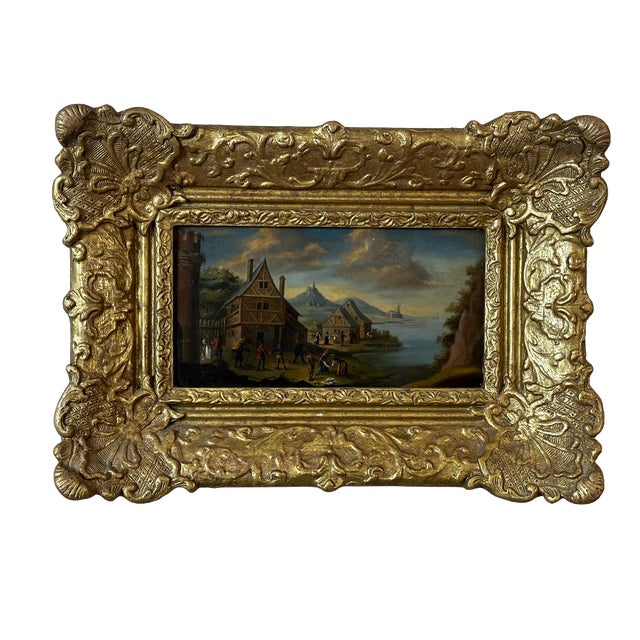 Landscape Composition, 18th Century, Oil Painting on Panel, Framed For Sale