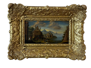 Landscape Composition, 18th Century, Oil Painting on Panel, Framed