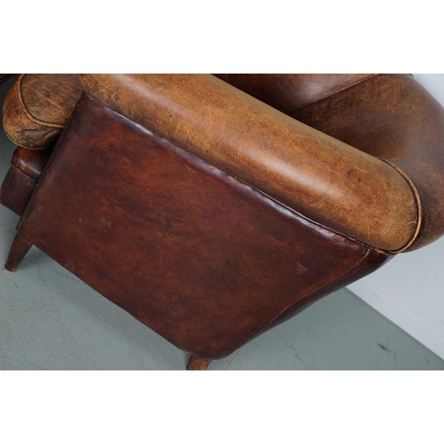 Set of Vintage Dutch Cognac Colored Leather Club Chairs For Sale - Image 17 of 18