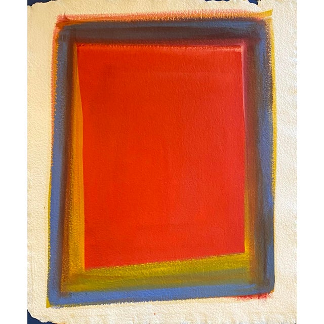 Original oil painting of a minimal color field on hand crafted paper, Taos Desert Series. Signed and dated ‘91 in the...