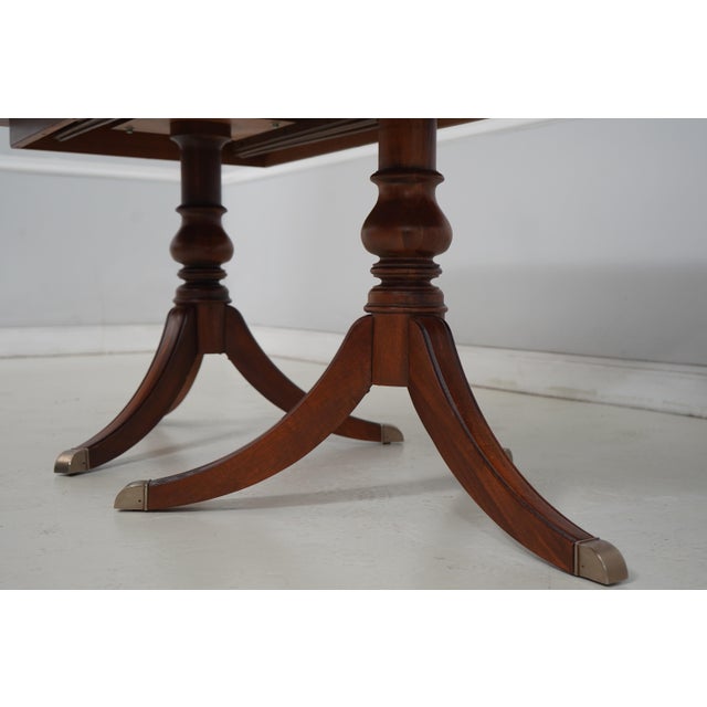 1990s Ethan Allen Mahogany Inlaid Dining Table For Sale - Image 5 of 18