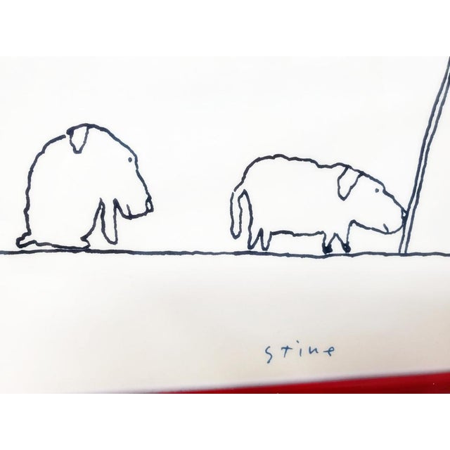 Vintage 1986 Richard Stine Signed Print Framed 14" X 11" - Patient Dogs - Waiting in Line For Sale In Los Angeles - Image 6 of 15