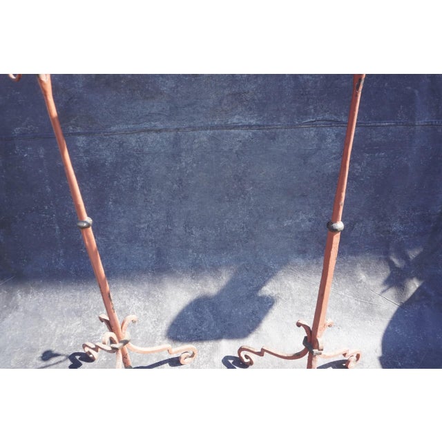 Pair of Early 20th Century Spanish Colonial Standing Wrought Iron Candelabras For Sale - Image 9 of 9