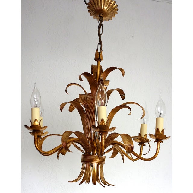 Gilded Metal 6-Light Chandelier by Hans Kögl, 1970s For Sale - Image 12 of 14