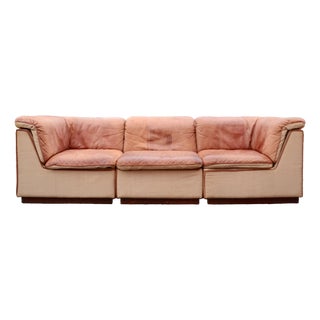 Sapporo Sofa in Cognac Canvas and Leather from Oy Dahlqvist AB / BD Möbel, 1976, Set of 3 For Sale