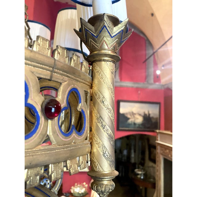 19th Century Italian Neo-Gothic Gilt Bronze and Enameld 12-Ligh Chandelier For Sale - Image 18 of 18