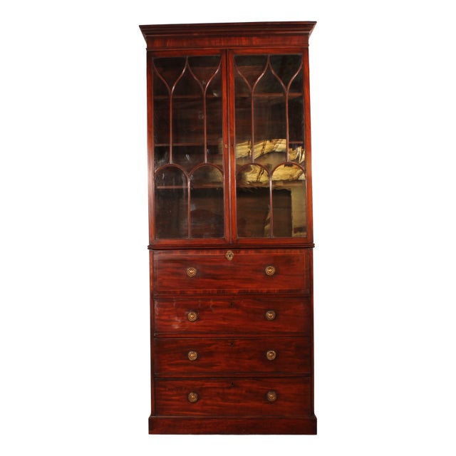 Mahogany Bookcase with Secretary, 18th Century For Sale