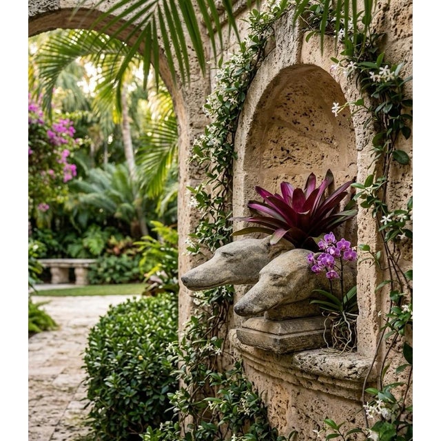 Vintage English Cast Stone Double Greyhound Bust Sculpture For Sale In West Palm - Image 6 of 9