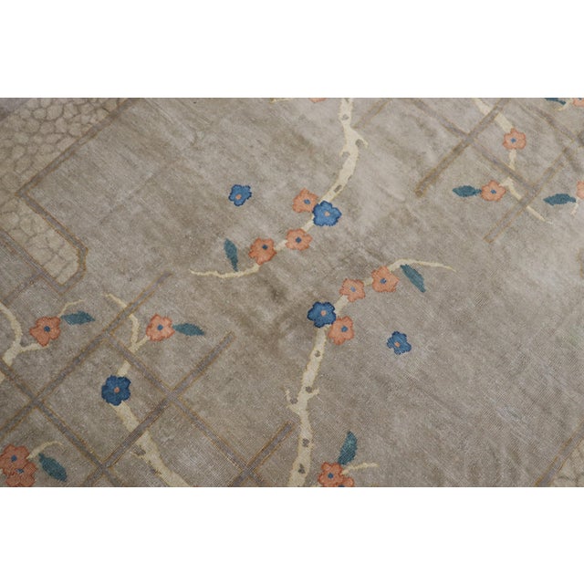 Gray Early 20th Century Zabihi Collection Tranquil Gray Chinese Floral Rug - 6'2" x 9'6" For Sale - Image 8 of 11