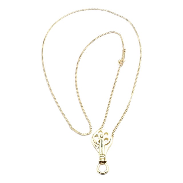 Vintage Tiffany & Co. Ralph Lauren Yellow Gold Pulley Pendant Necklace For Sale