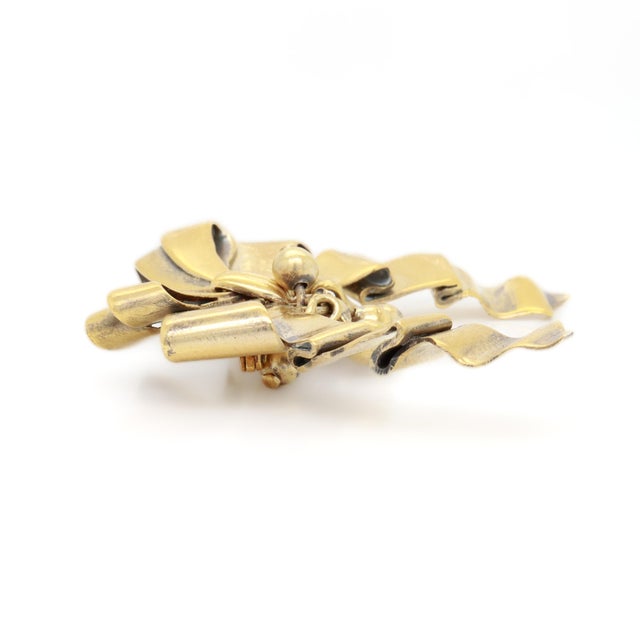 Antique William Spratling Mexican Gilt Sterling Silver Bow or Ribbon Brooch For Sale - Image 11 of 11