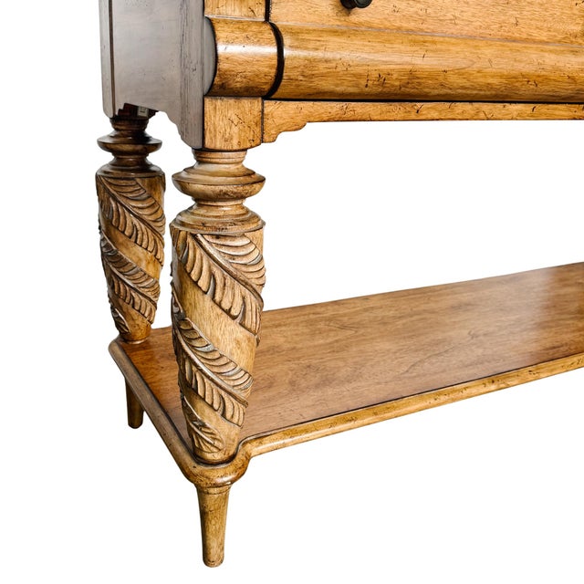 Brown Tommy Bahama Home Tropical British Colonial Style Carved Console Table For Sale - Image 8 of 12