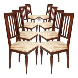 French Gothic Style Chairs in Mahogany attributed attributed to Charles Dudouyt, 1940s, Set of 8