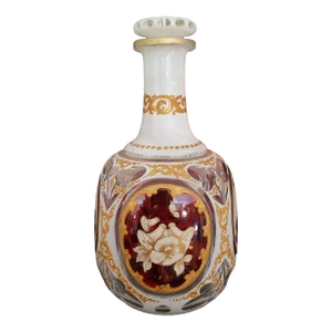 Antique Bohemian Glass Moser Overlay Bottle