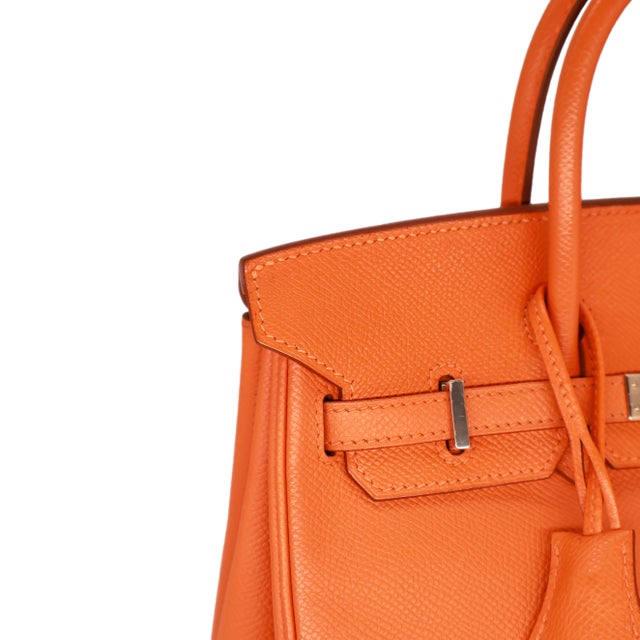 Orange Hermès "Orange H" Epsom Leather 25cm Birkin Bag With Palladium Hardware, 2007. For Sale - Image 8 of 14