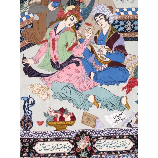 Persian Mid-20thCentury Tabriz Pictorial Rug A Celebration of Love Poetry & Courtly Life For Sale - Image 3 of 17