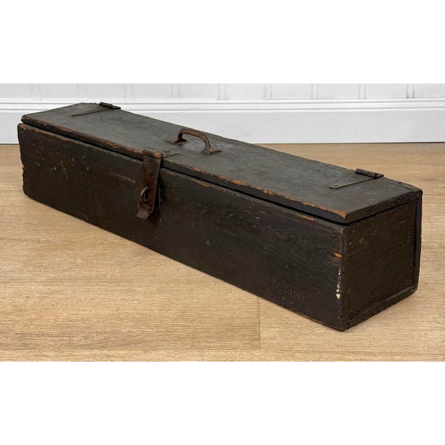 1920s Antique 29" Farmhouse Wood Machinist Chest Tool Storage Box For Sale - Image 5 of 13