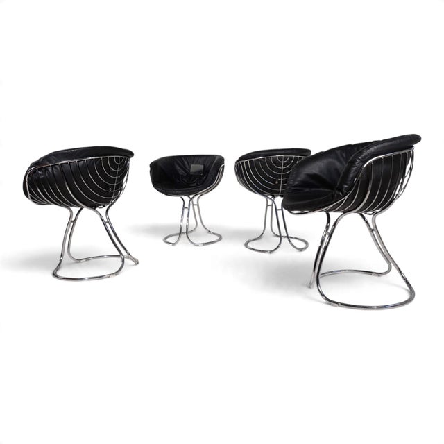 Pan Am Dining Chairs in Chrome and Leather by Gastone Rinaldi for Rima, 1970, Set of 4 For Sale - Image 13 of 18