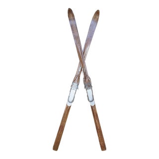 1935 Wooden Oak Cross Country Snow Skis - a Pair For Sale