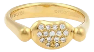 Tiffany & Co. Peretti Diamond 18k Yellow Gold Contour Bean Ring - Size 5