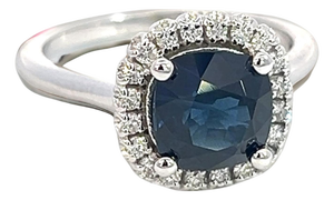 Natural Sapphire Diamond Ring Size 6.5 14k White Gold 2.25 Certified