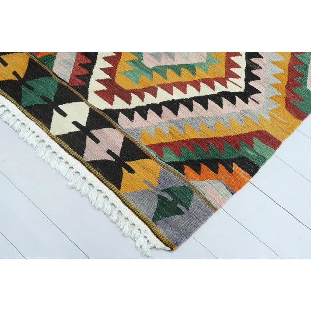 Mid 20th Century Turkish Diamond Kilim Rug-5’7’x9’1" For Sale - Image 11 of 13