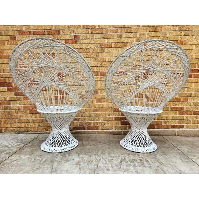 Glass 1950s Woodard Spun Fiberglass Peacock Chair Set - 3 Pieces For Sale - Image 7 of 9