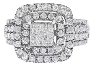 14KT White Gold Diamond Cocktail Ring (1 1/2 cttw, H-I Color, SI2-I1 Clarity) - Size 6.5