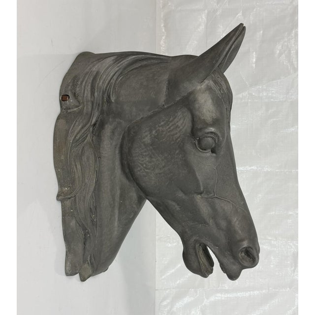 Vintage Cast Aluminum Horse Head Equestrian Wall Sculpture, Possibly French For Sale - Image 4 of 18