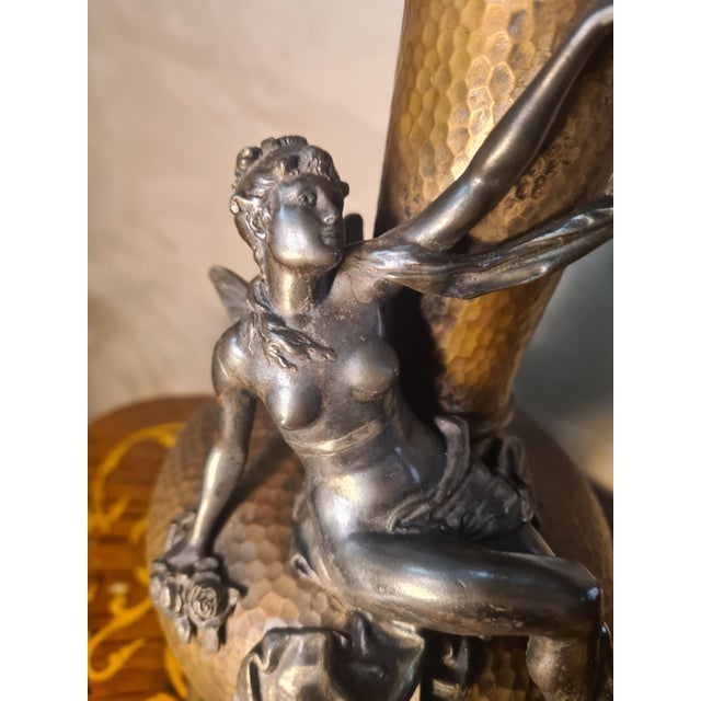 Art Nouveau Pewter Vase with Figures, 1890-1900, in Flawless conditions. Designed before 1890