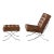 Francisco Modern Curule Style Chair and Ottoman Set - Brown Leather For Sale
