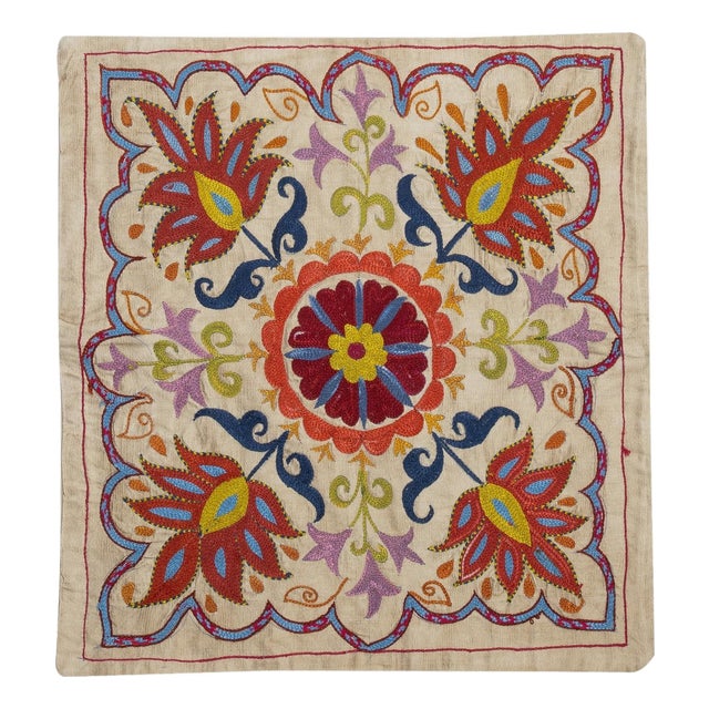 18"x19" 100% Silk Pillow. Handmade Cushion Cover. Embroidered Throw Pillow Cover For Sale