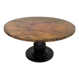 Rustic Dining Table Copper Top With Pedestal Base ~ Seats 6 For Sale