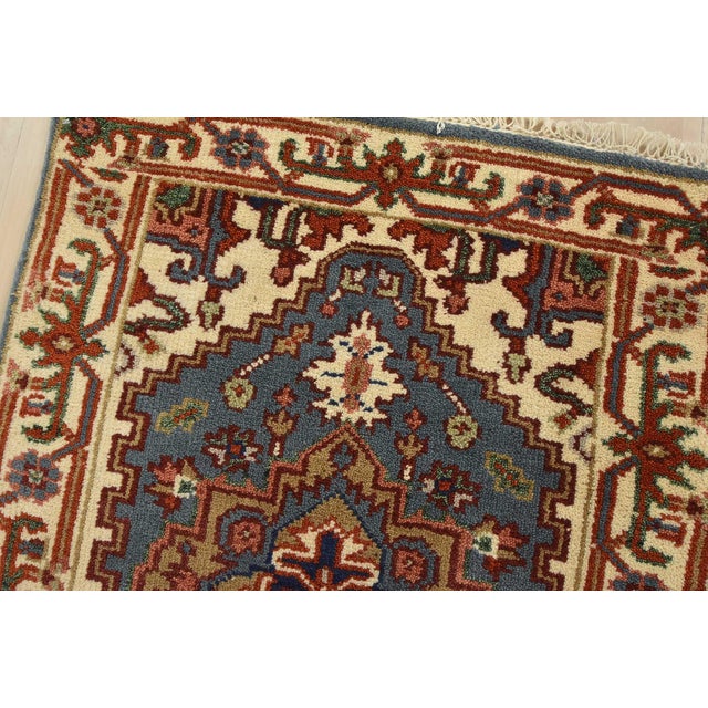 2020s Heriz Runner 2’6” X 6’1” Blue Wool Tribal Hand-Knotted Oriental Rug For Sale - Image 5 of 11