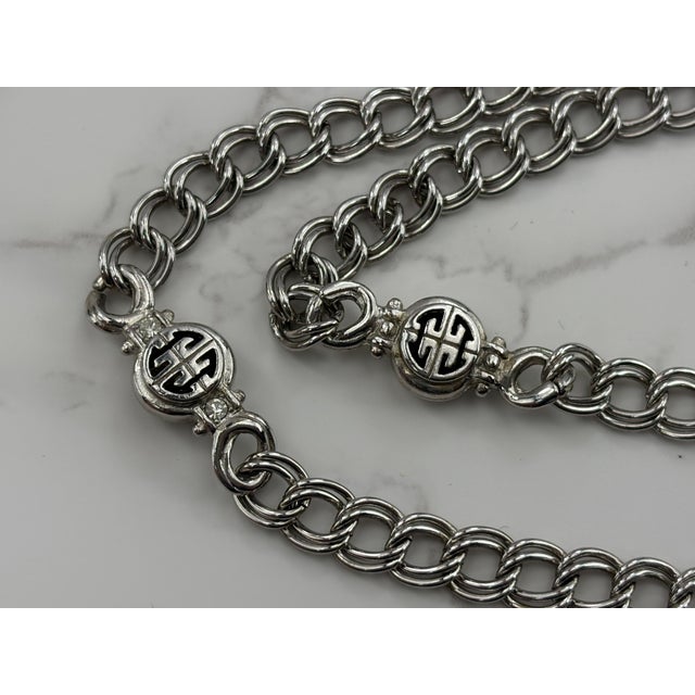 Modern Vintage Givenchy Crystal Station Necklace in Silver Tone With Rhinestones For Sale - Image 3 of 9