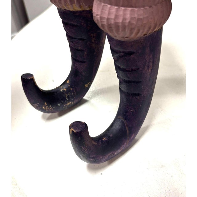 Purple 1980s Arthur Court Handcarved Folkart Rabbit Wall Hook Coat Holder For Sale - Image 8 of 10