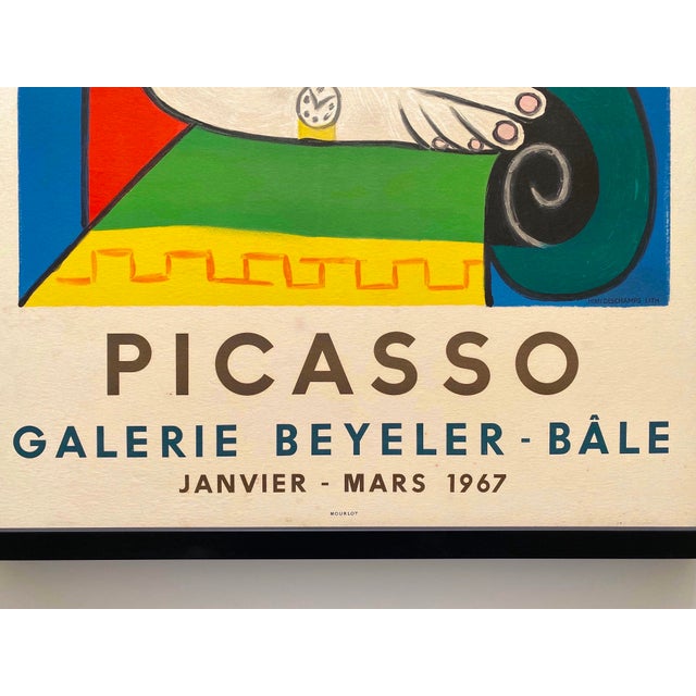 Pablo Picasso Vintage 1967 Mid Century Modern Mourlot Fine Art Lithograph Print Framed Cubist Exhibition Poster " Femme a La Montre " 1932 For Sale - Image 9 of 17