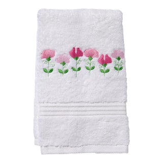 Row of Sweet Peas (Pink) Terry Guest Towel For Sale