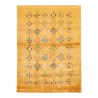 Yellow Modern Gabbeh Persian Handmade Wool Rug For Sale